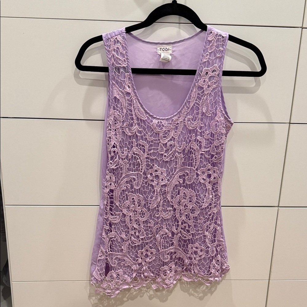 Tobi Lavender Lace Overlay Camisole